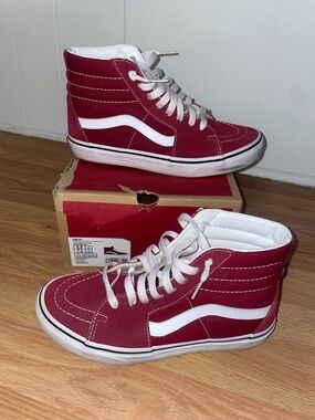 Vans Sk8-Hi Red and White High-Top Trainer